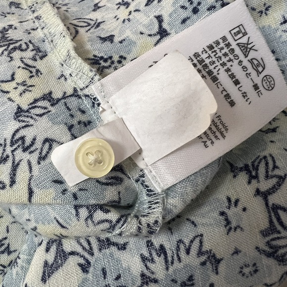 Eddie Bauer Dress 16 Blue Yellow Floral Print Linen Blend Button Front - Picture 11 of 12